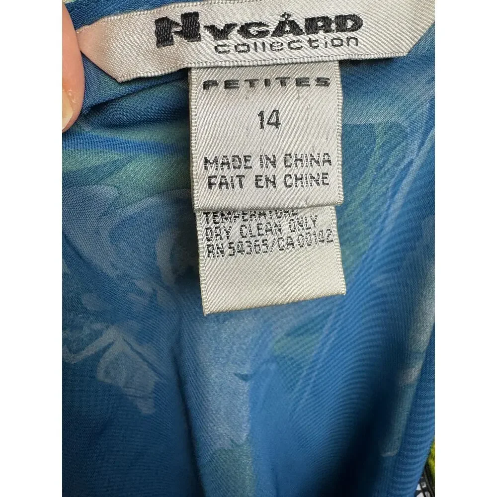 Vintage Nygard Skirt Blue Lime Green Tropical Floral Print Size: 14